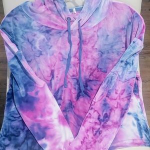 Girls small pink and purple velour tie dye hoodie